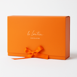 Luxury orange rigid box with magnetic closure UAE