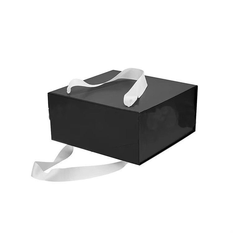 White and black DIY gift box with ribbon and handle Dubai