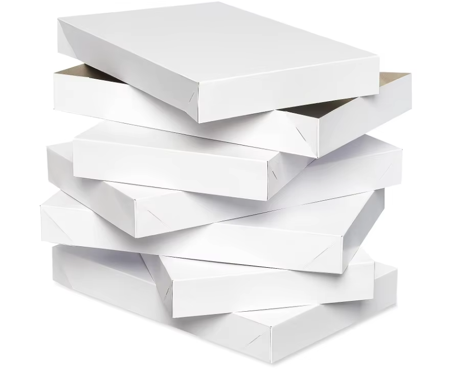 Rigid white box with removable lid and full-colour branding for events, retail stores, and corporate gifts.