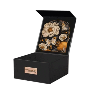 High-quality magnetic closure box with personalized branding and clean finishing for express printing services Dubai.