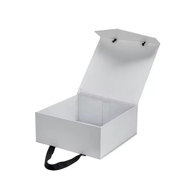 Premium white and black DIY gift box with ribbon and handle printing, ideal for boutique gifting and branded packaging in Dubai & UAE.