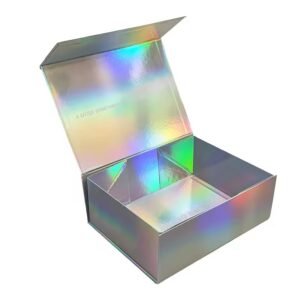 Premium hard cardboard rainbow color box with magnetic closure and custom logo printing, perfect for luxury gifting in Dubai & UAE.