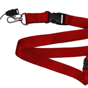 20mm polyester lanyard with double clip for ID cards and badges; strong, comfortable lanyard ideal for office, events, and corporate branding.