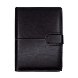 Zen Black minimalist corporate gift set with black notebook, pen and flask, perfect for custom logo branding and promotions in Dubai and the UAE.