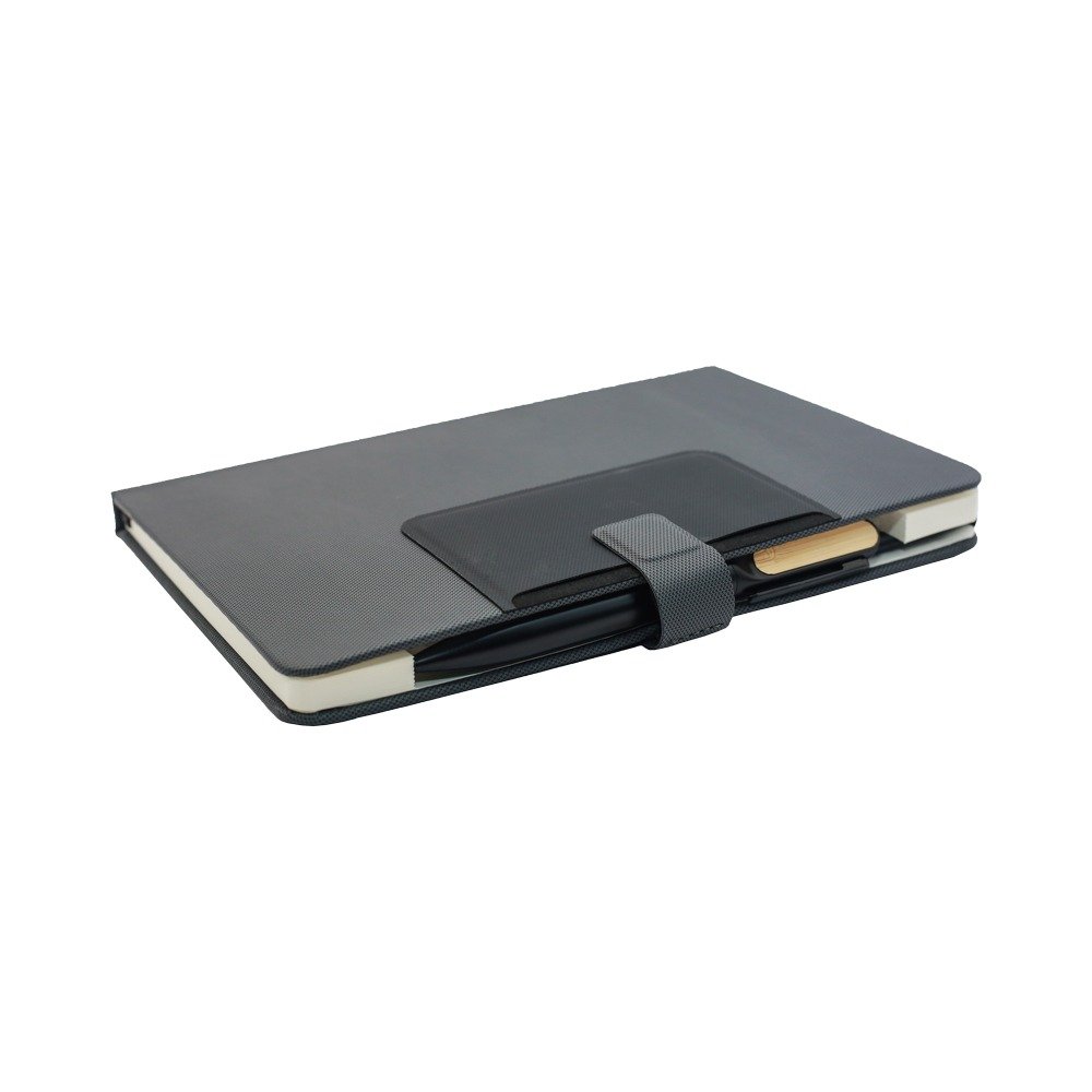 Benz – Grey elegant gift set with a grey notebook, pen and insulated flask, perfect for personalized corporate branding across Dubai and the UAE.