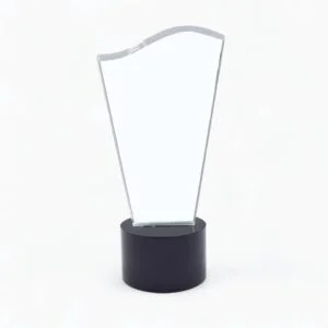 Round black base crystal trophy ideal for corporate awards recognition events appreciation gifts across UAE market wide area.