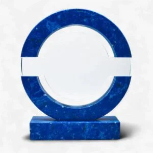 Blue round crystal and marble award designed for corporate awards recognition events appreciation gifts across UAE region.