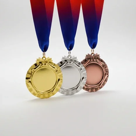 Large medal with multi color ribbon designed for sports awards school events corporate recognition ceremonies and gifting across UAE.