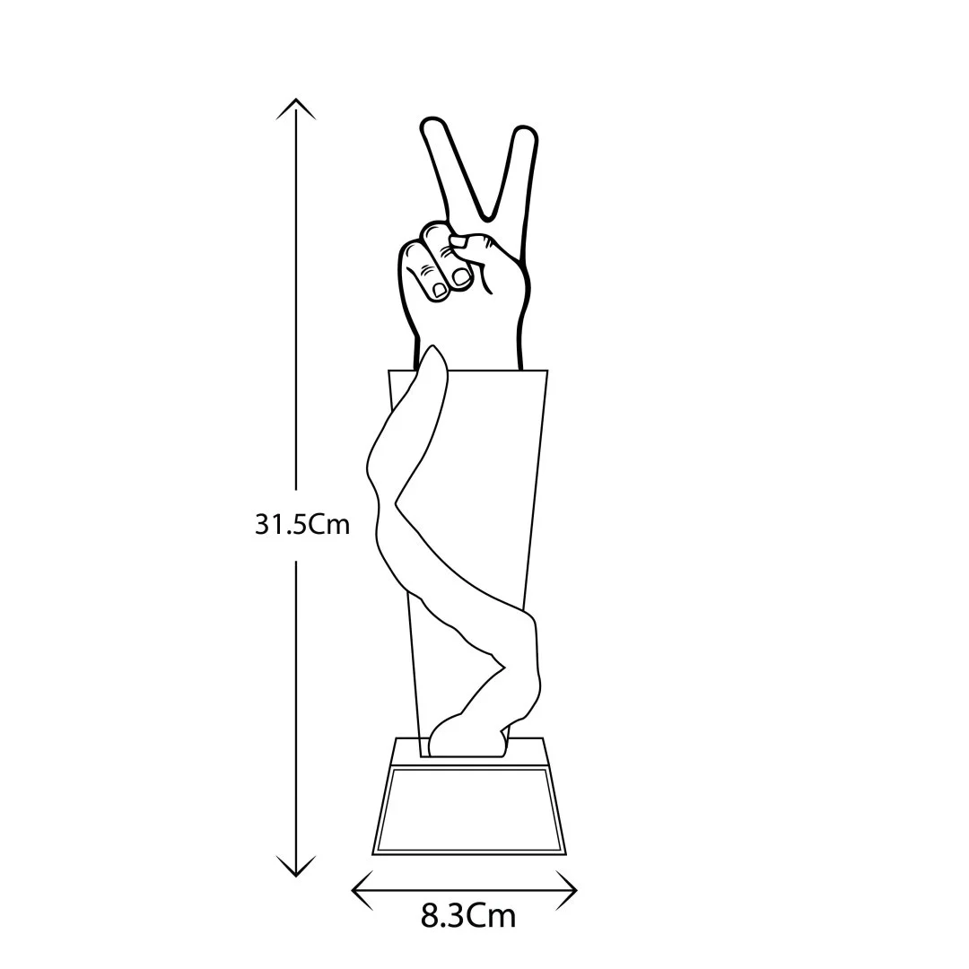 Hand shaped crystal decorative piece with peace sign ideal for corporate awards recognition decor and appreciation gifts UAE.