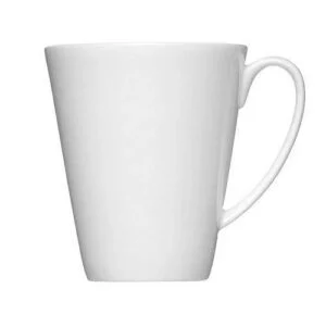 Ceramic mug V shape 12 oz designed for hot beverages logo branding corporate gifts cafes promotions and everyday office drinkware UAE.