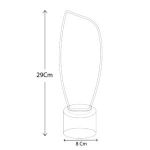 Curved flame shaped crystal trophy with round light brown wooden base ideal for corporate awards recognition events appreciation gifts UAE.