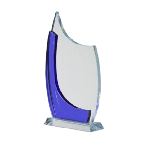 Crystal trophy blue leaf design ideal for corporate awards recognition events appreciation gifts across UAE market hub.