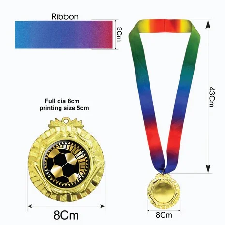 Large medal with multi color ribbon designed for sports awards school events corporate recognition ceremonies and gifting across UAE.