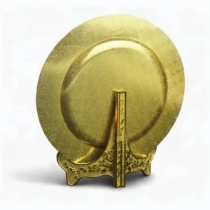 Golden elegant memento with heavy base round disk design ideal for corporate recognition awards appreciation gifts across UAE events.